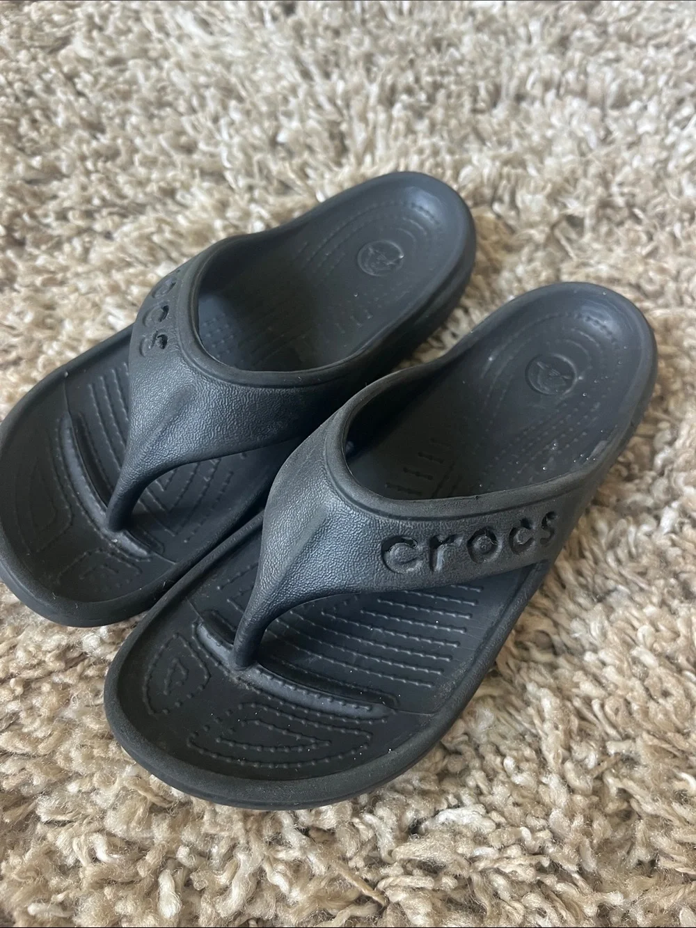 CROCS Kids' Black Thong Sandals
